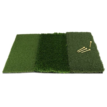 

Portable Premium Backyard Golf Practice Mat 24'' x16'' Golf Hitting Grass Mat with Tee Holder Golf Training Aid