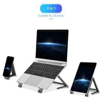 

3 in 1 Universal Desktop Mobile Phone Stand Holder Foldable Notebook Laptop Stand Bracket Aluminum Alloy Holder Stand for iPad