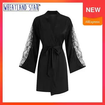 

Robe Set Ultra Thin Lace Ice Silk Home Nightwear Nighty Robe Ensembles Sexy Intimates Woman Lingerie 2020 Underwear & Sleepwears