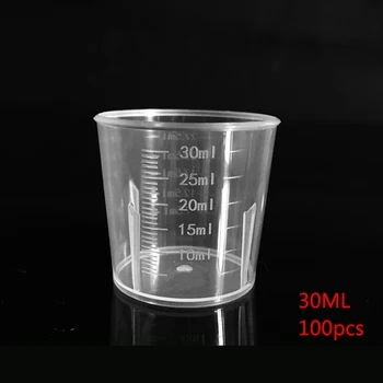 

100pcs 30ml Plastic Transparent Measuring Cup with Scales for Laboratory Kitchen