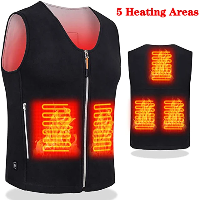 Men Jacket heated Winter womens Warm vest Electric Thermal Waistcoat Fish Hiking Outdoor camping Infrared USB Heated vest Jacket 5 Areas heated