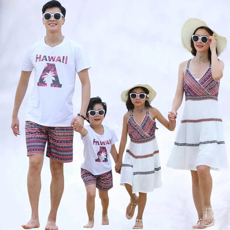 

Mommy and me clothes summer family matching outfits mother daughter dresses dad son tshirt+shorts 2pcs clothing sets family look