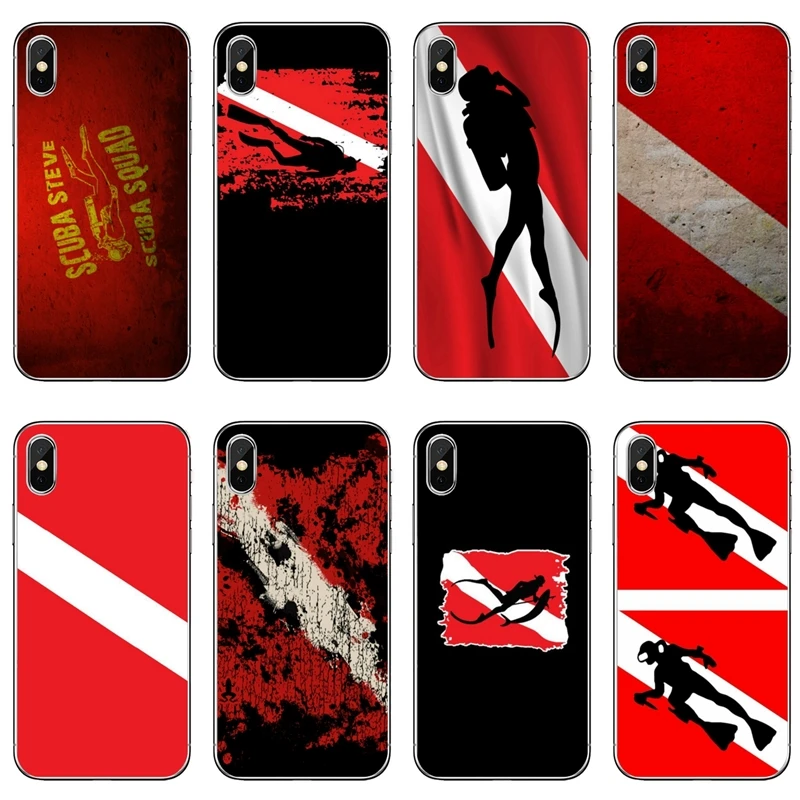 

Diver Down Scuba Flag For iPhone 11 pro XR X XS Max 8 7 6s plus SE 5s 5c iPod Touch 5 6 cover case