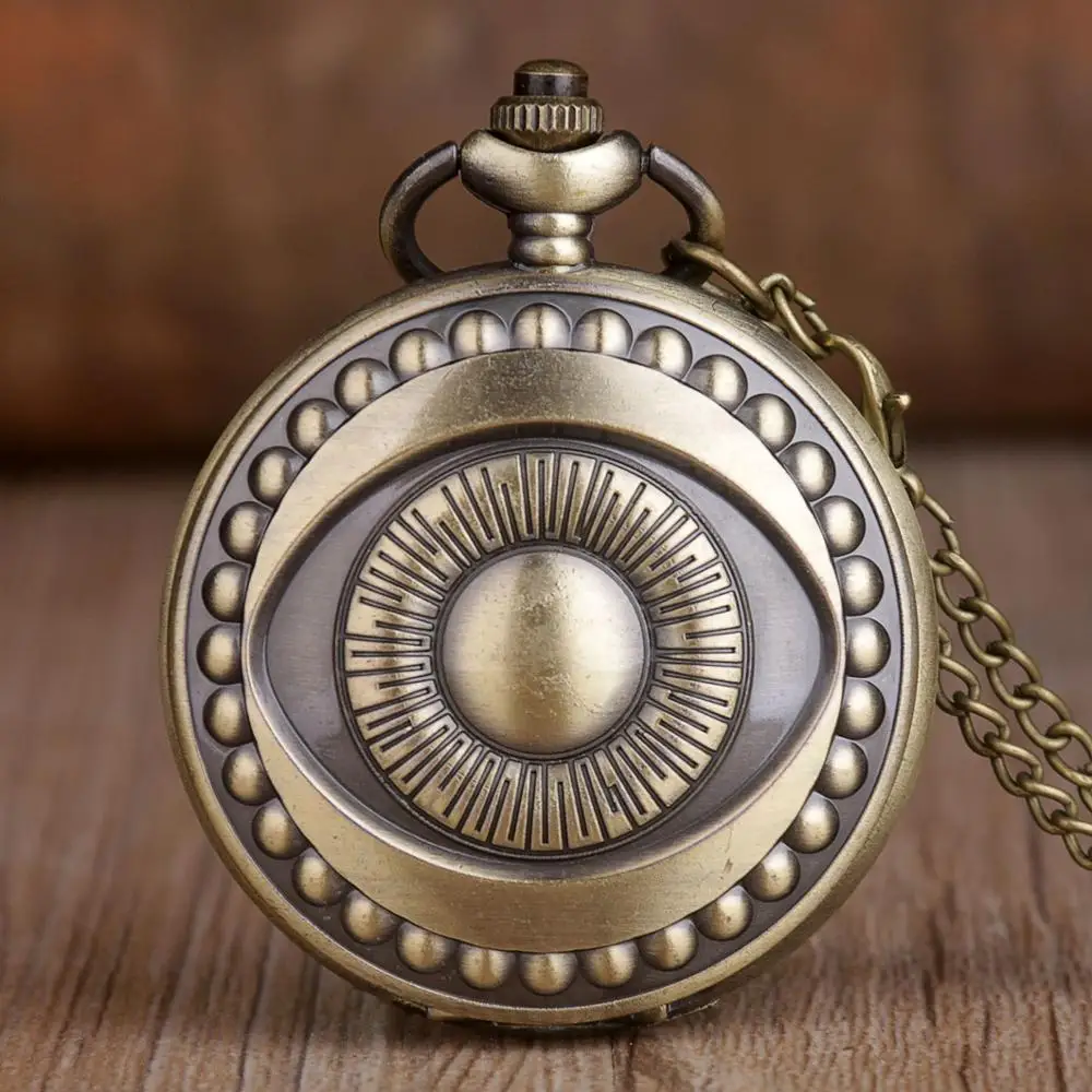 

Antique Bronze Eye Pattern Quartz Pocket Watch Vintage Pendant Necklace Clock Men Women Gifts Fob Watch
