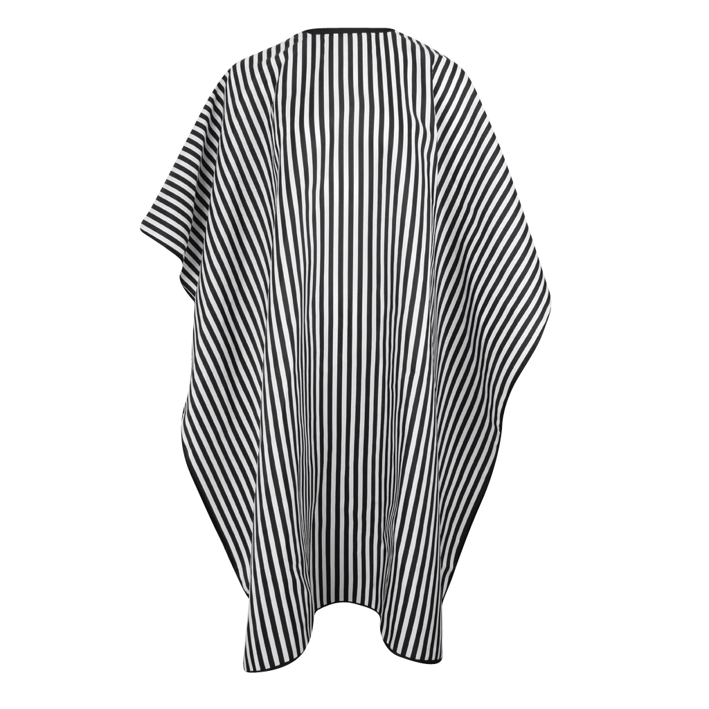 Professional Adults Salon Cape Haircut Apron Button Hairdressing Gown Apron - Black and White Stripes - Large Size