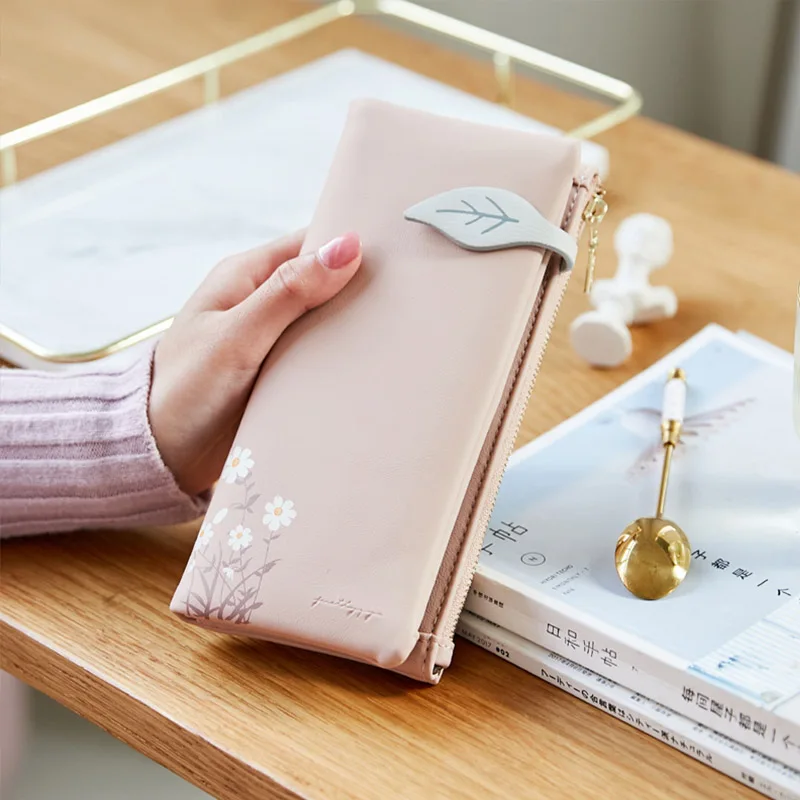 Long Wallet Coin-Purse Leaf-Pattern Zipper Women Female Fashion Hasp Multifunction Soft
