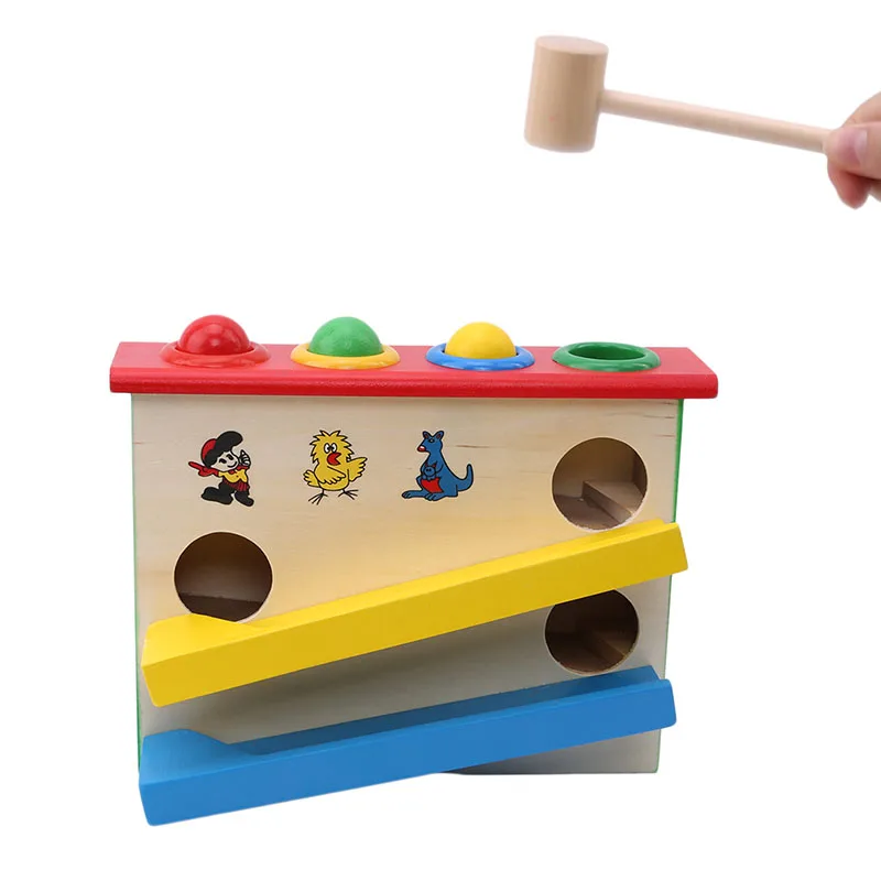 Деревянный шумодав стук мяч детский красочный ручной молоток мяч коробка Дети Раннее Обучение образовательная Классическая Детская игрушка