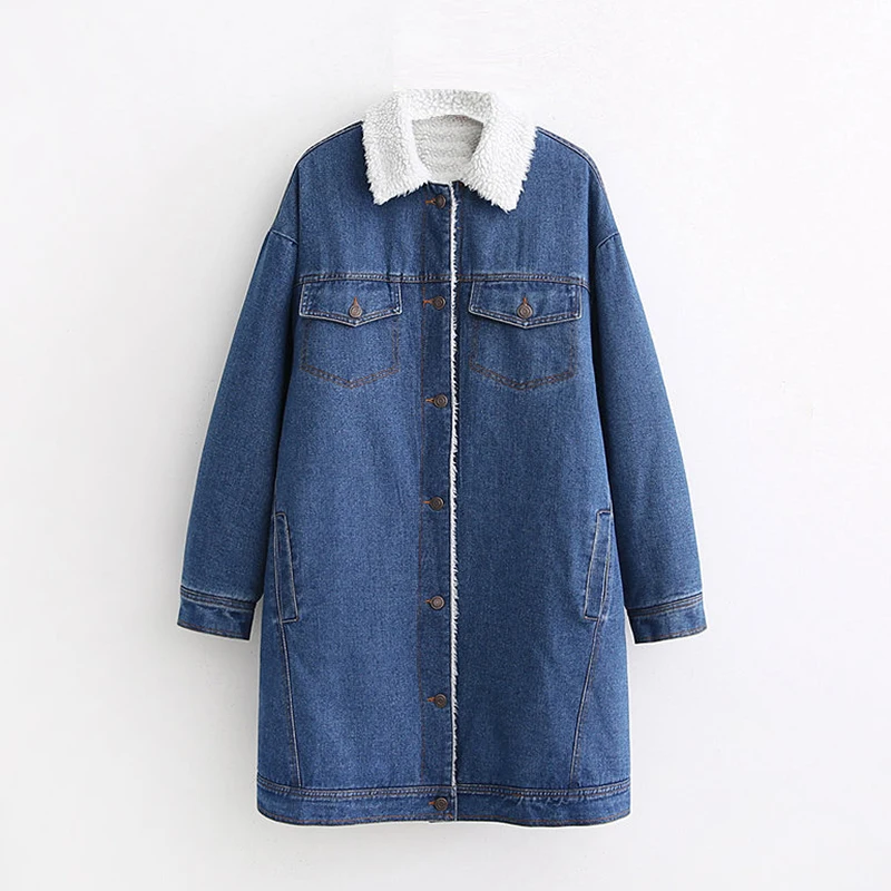 

Women Fashion Denimn Long Jacket Casual Turn Down Collar Cotton Linen Coat Single Breasted Elegant Ladies Jackets Winter 2019