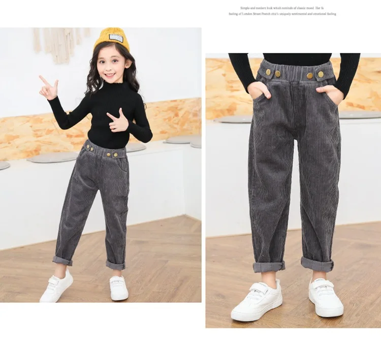 Зимние штаны для девочек; Детские повседневные брюки; плотные вельветовые детские брюки для детей 10-12 лет; спортивные брюки с карманами для девочек; брюки-карго для девочек