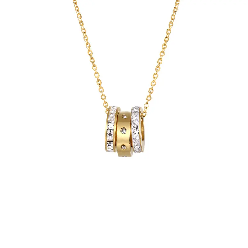 Designer Three Zircon Circle Pendant Necklaces For Women High Quality Stainless Steel Love Necklace Gift 1