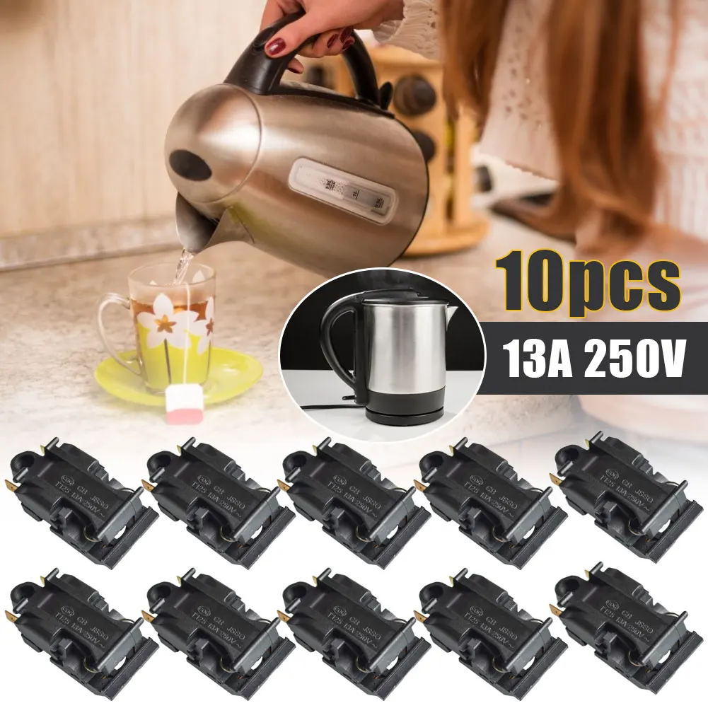 10Pcs Electric 13A  Kettle Parts Thermostat Switch 2 Pin Terminal Spare Electric Kettle Accessories Electric Kettle Thermostat