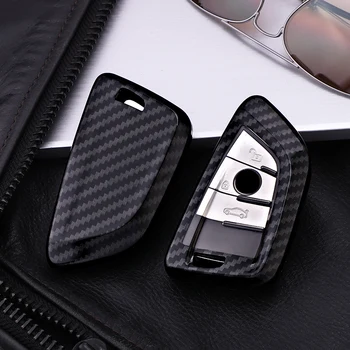 

Carbon Fiber Protect Waterproof Keychain Key Covers PC Car Key Case Cover Protection for Bmw New X1 X5 X6 2 5 7 Series 2014 2016