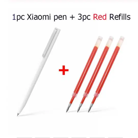 1pen and 3 Red ink Оригинальные ручки-вывески Xiao mi jia, 9,5 мм, ручки-вывески, гладкие, швейцарские, японские, черные чернила, долговечные ручки-вывески - Цвет: 1pen and 3 Red ink