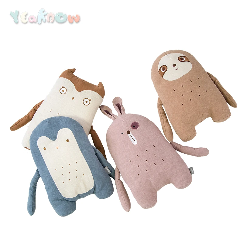 Cotton and Linen Soft Kawaii Stuffed Animals Cute Sloth Rabbit Penguin Owl Plush Toy Kids Room Sofa Pillow | Игрушки и хобби