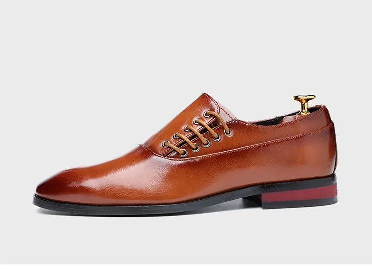 Sapato Masculino/весенне-Летние полуботинки из лакированной кожи; свадебные туфли на шнуровке; мужские офисные туфли на плоской подошве средней высоты; Sapatos hombre vestir