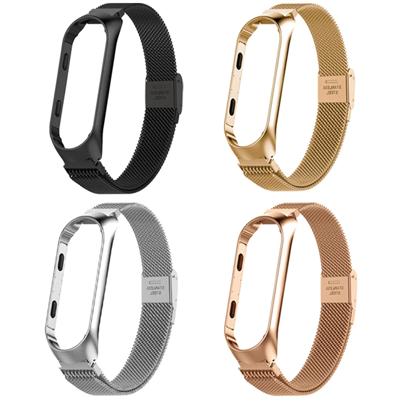 Металлический браслет для Xiaomi Mi Band 3 4 Безвинтовой из нержавеющей стали|Ремешки