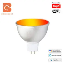 Benexmart tuya wifi inteligente lâmpada led gu5.3 à prova dmrágua mr16 12v alexa google casa assistente vida inteligente app rgb 5w luz dimmer lâmpada