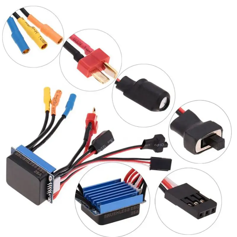 2435 4800KV 4P Бессенсорный двигатель с 25A бесщеточный ESC для 1/16 1/18 автомобиль грузовик