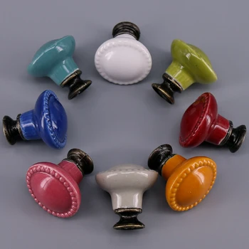 1x Pastorale Ceramic Knobs DIY Drawer Cupboard Pull Handle Furniture Kitchen Bathroom Cabinet and Drawer Knobs with Screws