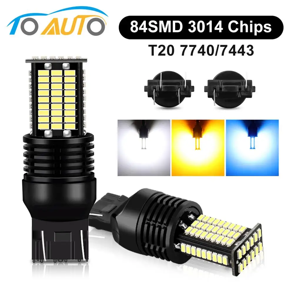 1 шт. 3014 чипов 84SMD T20 7440 W21W светодиодные лампы авто задний тормозной светильник 7443 W21/5 Вт обратная лампа автомобильная сигнальная лампа 12 В белый 6000K