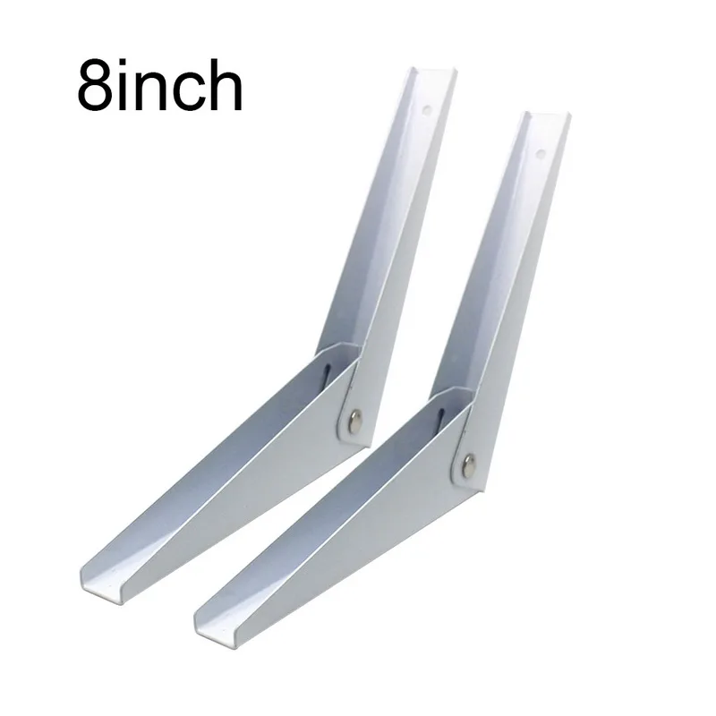 8 inch 2 шт. 8-14 дюймов складной угловой кронштейн белый треугольник DIY Регулируемый Настенный Прочный подшипник полка кронштейн домашний стол скамья - Цвет: 8 inch
