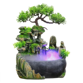 

Desktop Humidifier Waterfall Rockery Fountain Flowing Water Mini Fish Pond With Fog For Home Decor Drop Shipping - US/EU Plug