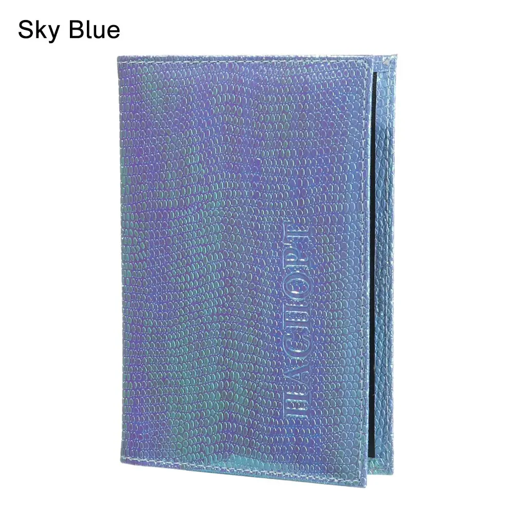 sky blue 1 шт. блестящий чехол для паспорта из искусственной кожи, водонепроницаемый чехол для путешествий, защитный чехол, держатель для паспорта, ID карты, билета, кредитный держатель для карт - Цвет: sky blue