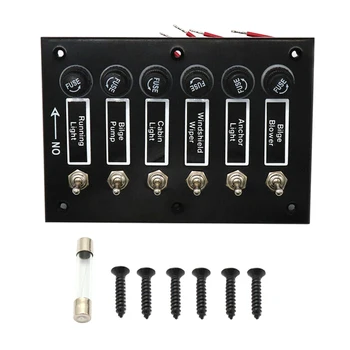 

Truck Auto Easy Install Car Accessories Bakelite DC12V 24V 6 Gang Styling Toggle Switch Panel With Fuses Circuit Protection