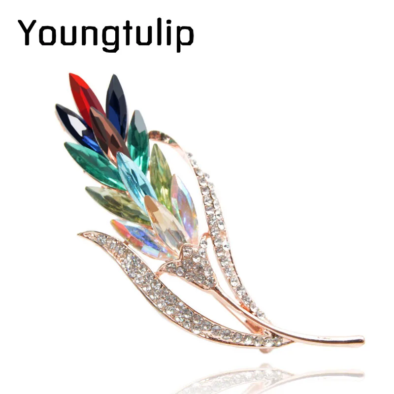 YoungTulip разноцветная кристаллическая брошь в форме пшеницы для женщин Стразы