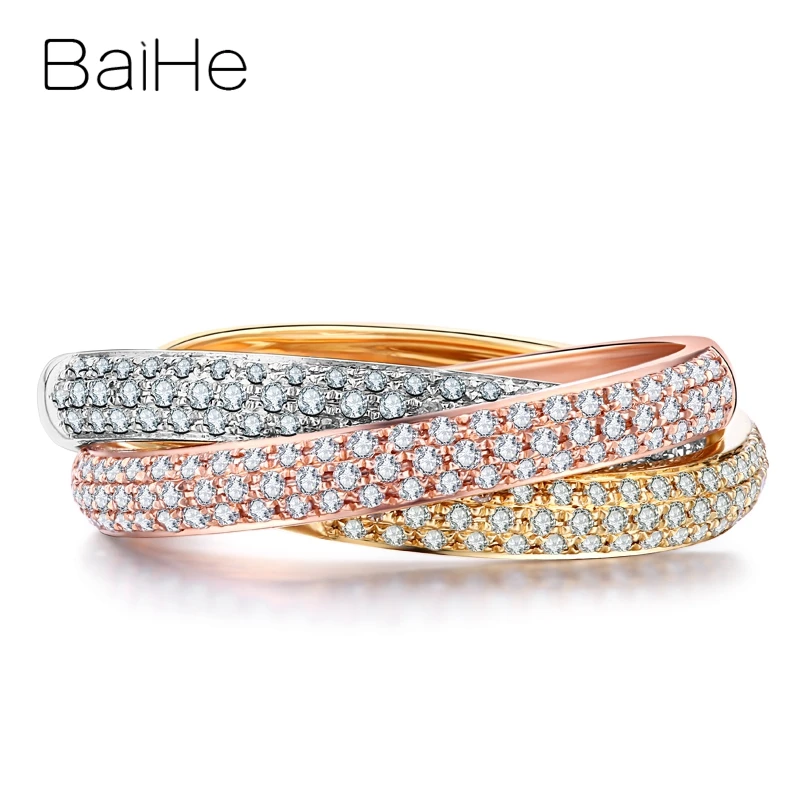 BAIHE однотонные 18K белые + желтые розовое золото 0.58ct круглые натуральные