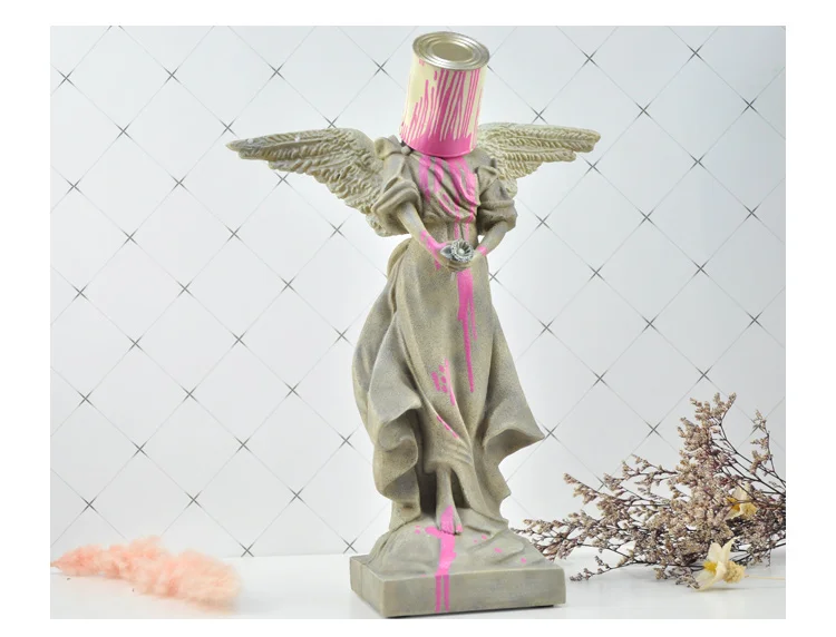 Оригинальная скульптура Бэнкси для краски, железное ведро, ангел, смола, полноразмерная портретная скульптура уличного искусства, фигурка, игрушка