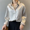 Autumn Fashion Button Up Satin Silk Shirt Vintage Blouse Women White Lady Long Sleeves Female Loose Street Shirts 11355 ► Photo 2/6