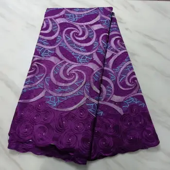 

2019 High Quality Nigeria Lace Fabric Latest Stones Mesh African Net Lace Fabric Swiss Volie Cotton Lace Fabric
