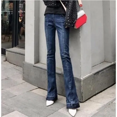 

Bell-bottom Pants Korean-style High-waisted Boot-Cut Jeans Women's Joint Flash Loose Pants Slim Fit Slimming Elegant Trumpet Tro