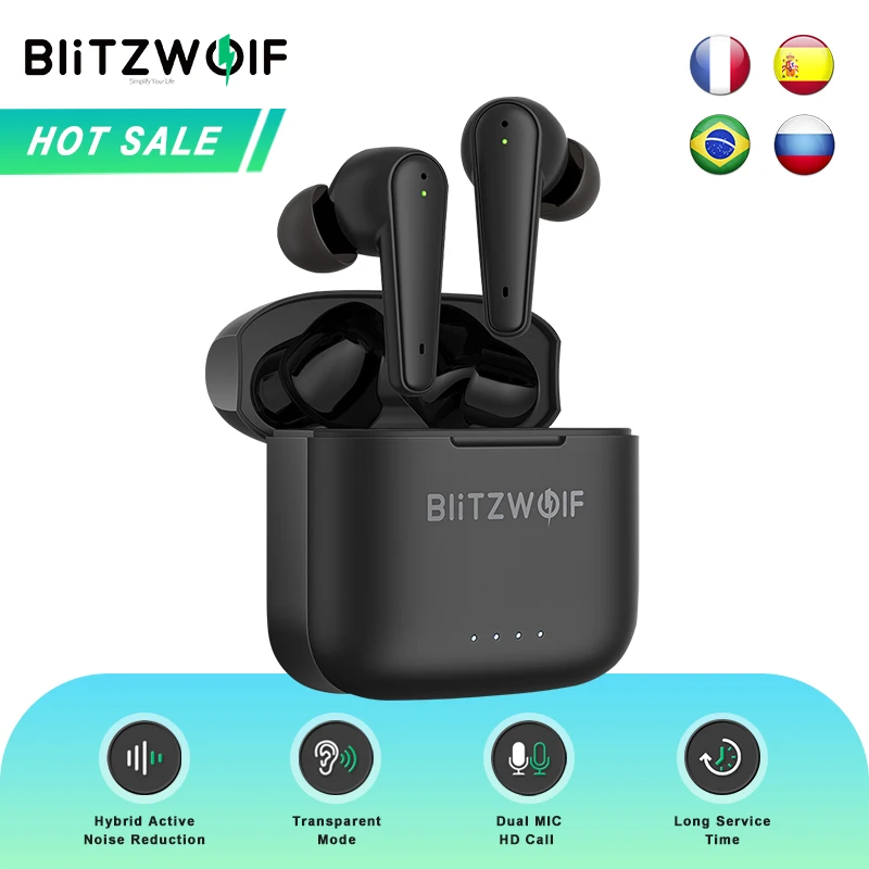 (Двойной АНК) BlitzWolf BW-FYE11 TWS Bluetooth-совместимый V5.0 Наушники Активный шумоподавления
