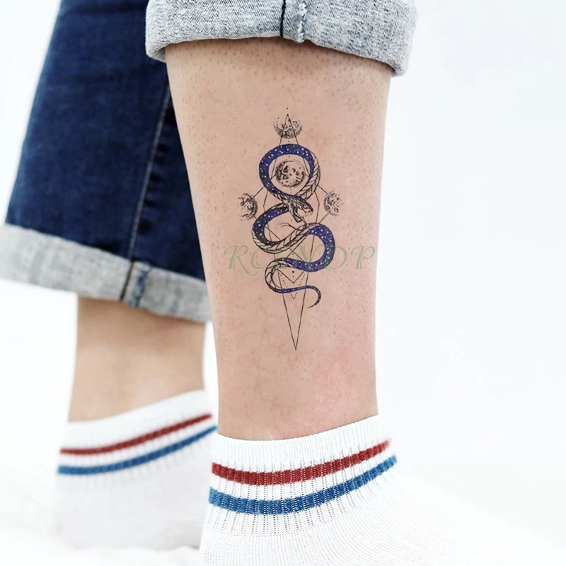 Водонепроницаемые временные тату наклейки КИТ большой компас с рыбами поддельные тату флэш-тату Татуировка рука задняя нога для девушек женщин мужчин - Цвет: Темно-серый