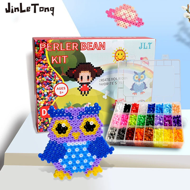 24 colors set Hama Beads Toy Kit 5mm Hama beads Cartoon owl monkey 3D Puzzle DIY Toy Kids Handmade Educational Toy Gift