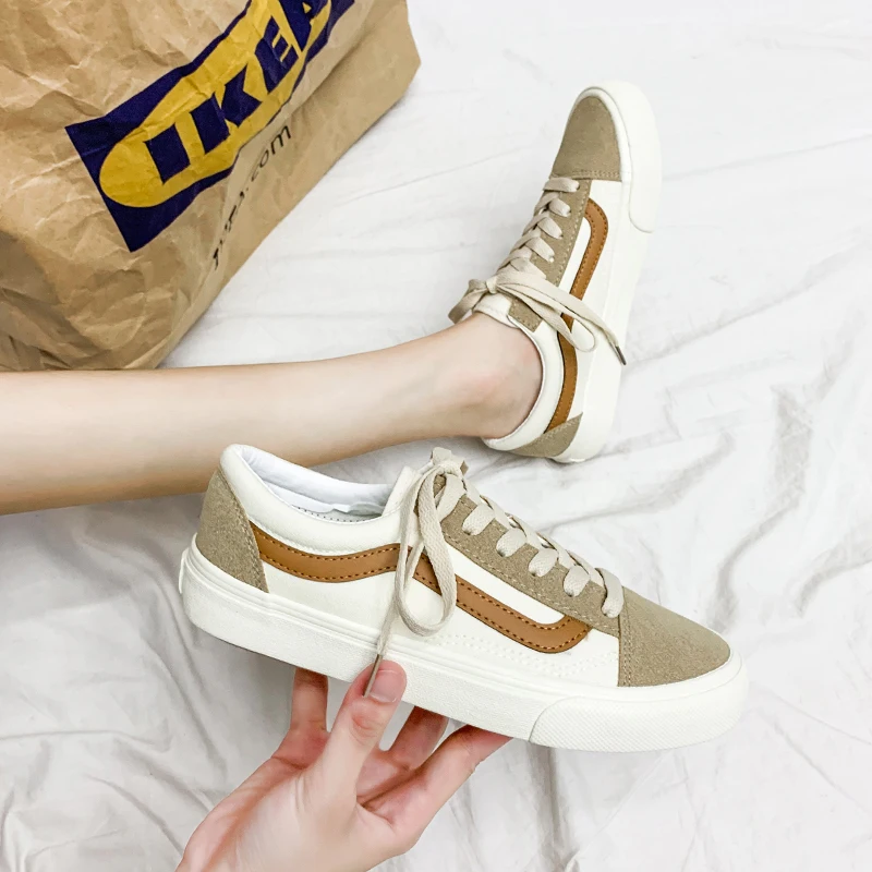 TRILEINO OLD Men Women Low Top Khaki skools canvas Shoes Classic Authentic Outdoor Street sneakers skateboarding shoes