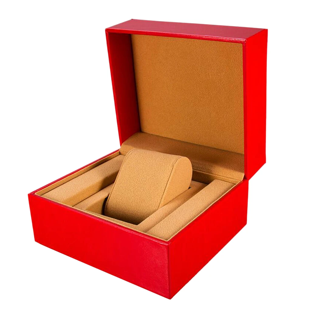 

Vintage Watch Display Case PU Leather Organizer Single Slot Box Gift Jewelry Storage 16x14x10cm