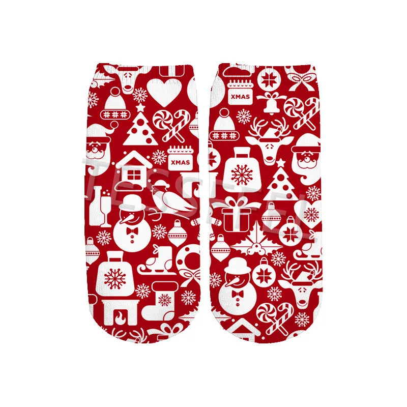 

Tessffel Christmas Day Dress Up 3D Printed Male/Female/Children Cartoon Fun Socks Cotton Short Ankle Socks Style10