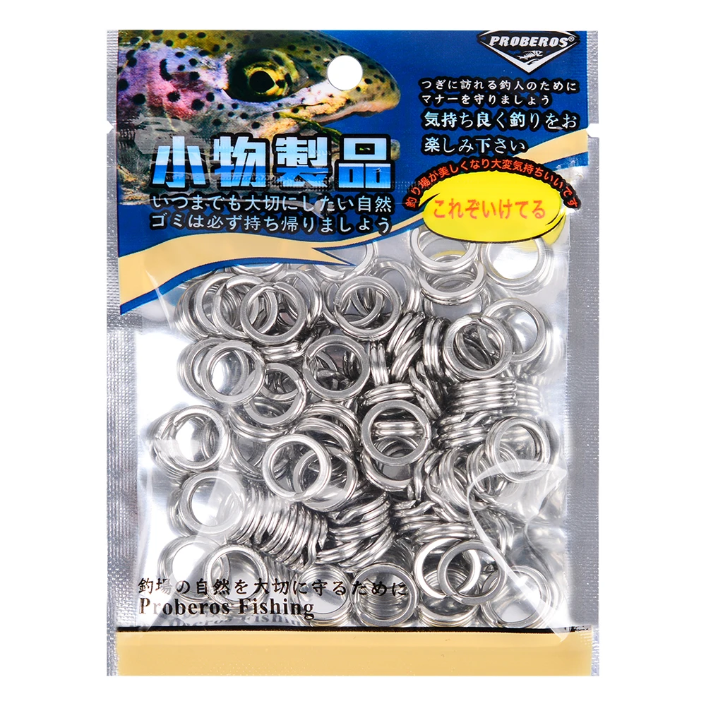 PROBEROS 50pcs Fishing Split Rings for CrankHard Bait Silver Stainless Steel 0#-12# Fishing Connector Accessories tackle 50pcs fishing split rings stainless steel 3 5mm 15mm fishing tackle connector accessories double loop split for fishing lure