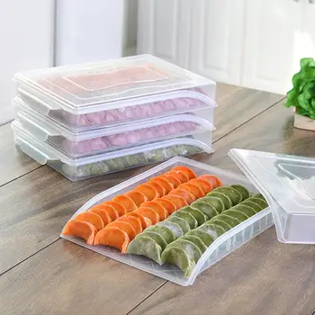 

Transparent Dumplings Box Refrigerator Food Container Storage Case with Lid
