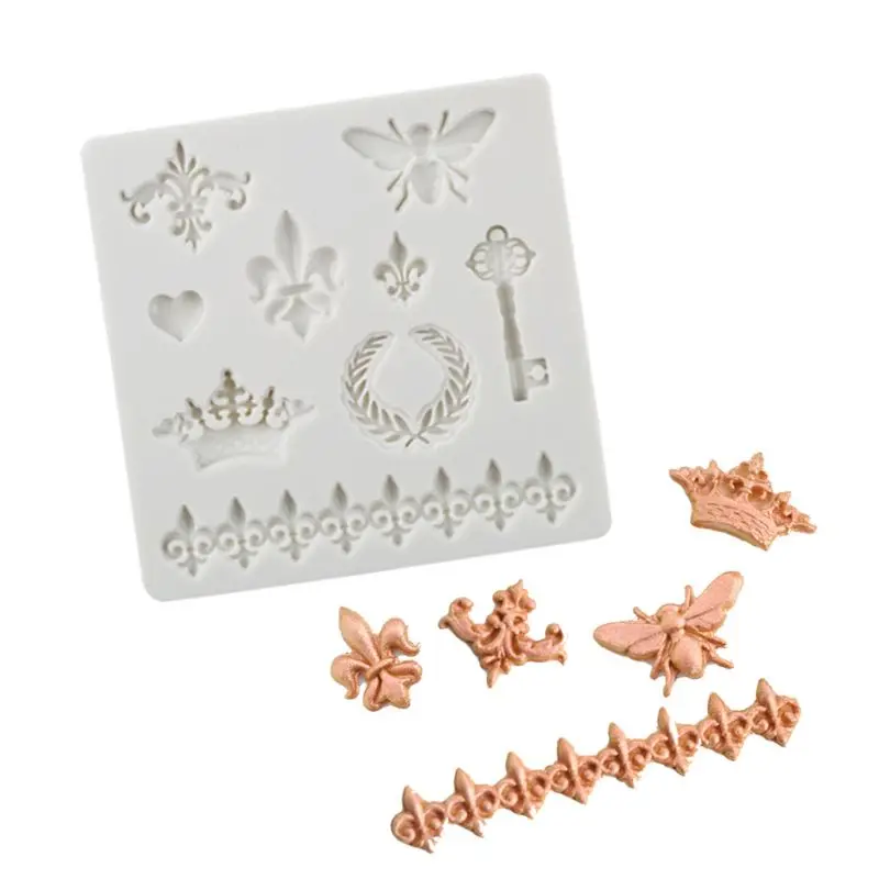 2 шт барокко Стиль Кружева помадка силиконовая форма для торта кекс украшения