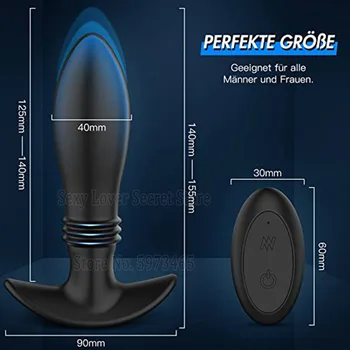 Sex Shop Automatic Telescopic Male Prostate Massager Vibrator Wireless Remote Control Vibrating Butt Plug Anal Sex Toys For Men 6