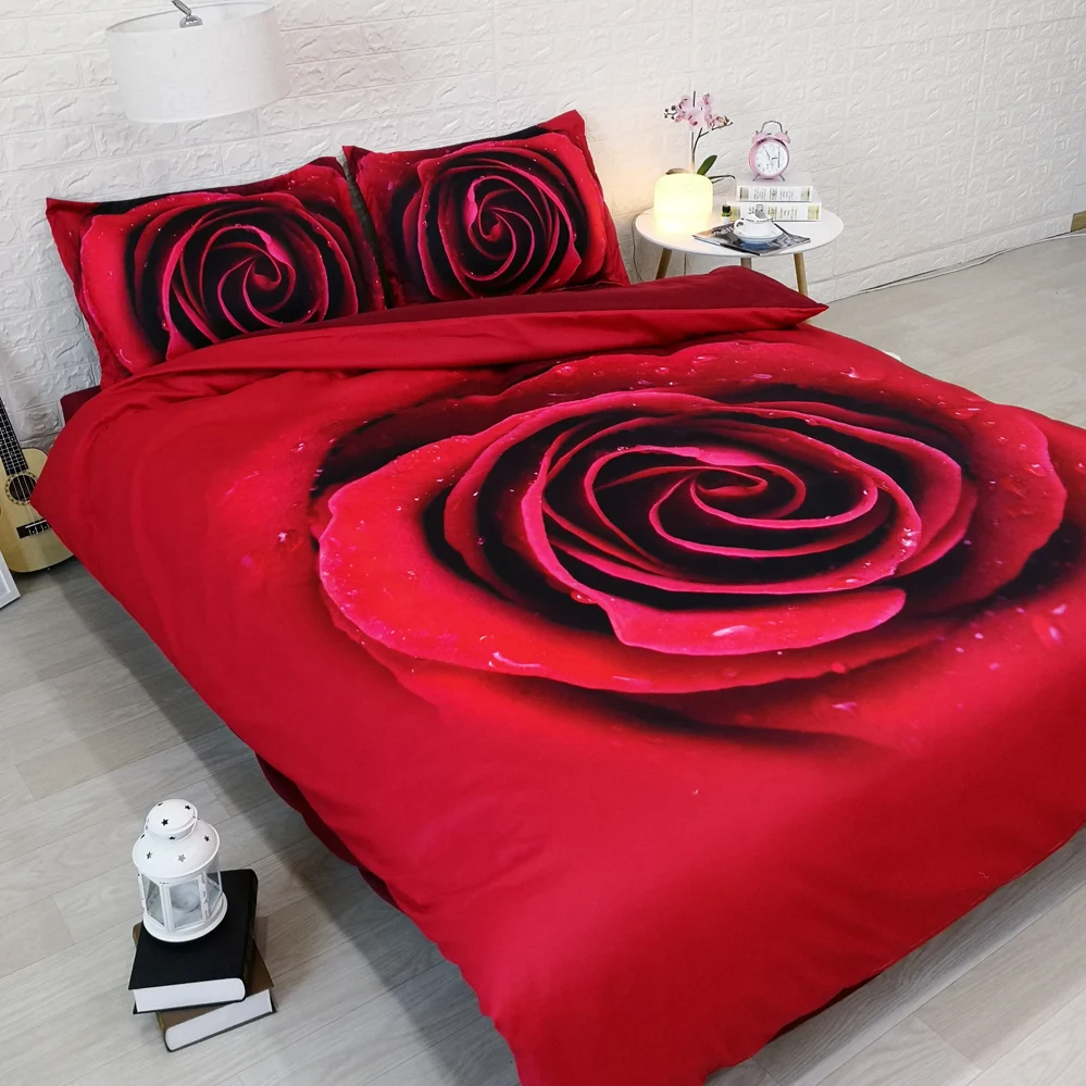 Романтическое покрывало с принтом Dewy Red Rose 3d HD