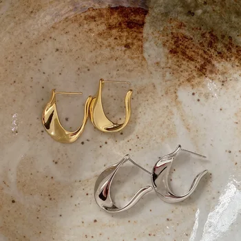 

European and American Celi French Style 925 Sterling Silver U-Shaped Ear Stud Women's Simple Fashion Ins Wind Earrings Ear Stud