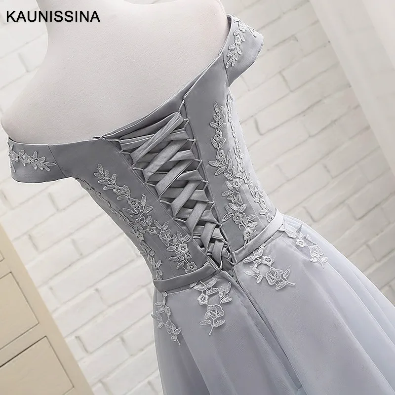 KAUNISSINA/платье подружки невесты на шнуровке с вышивкой; сезон осень; короткие платья средней длины с открытыми плечами для девочек; платья для гостей из тюля для свадебной вечеринки