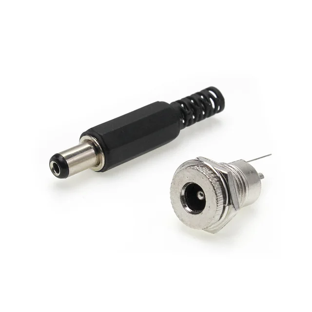 2/5/10Pairs DC 5.5 x 2.1mm Male Plugs + DC Power Socket Female Jack Screw Nut Panel Mount Connector DC022 005 025 022K 099 022B Picture