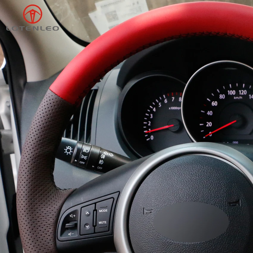 LQTENLEO красный кофе кожаный чехол рулевого колеса автомобиля для Kia Forte 2008- Soul 2009-2013 Rio 2009-2011 Venga Shuma 2009