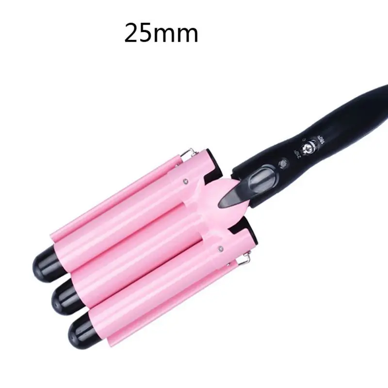 pink 25mm EU Профессиональные щипцы для завивки волос, керамическая Тройная бочка, стайлер для волос, инструменты для укладки волос, 110-240 В, щипцы для завивки волос, электрические щипцы для завивки волос с глубокими волнами - Цвет: pink 25mm EU